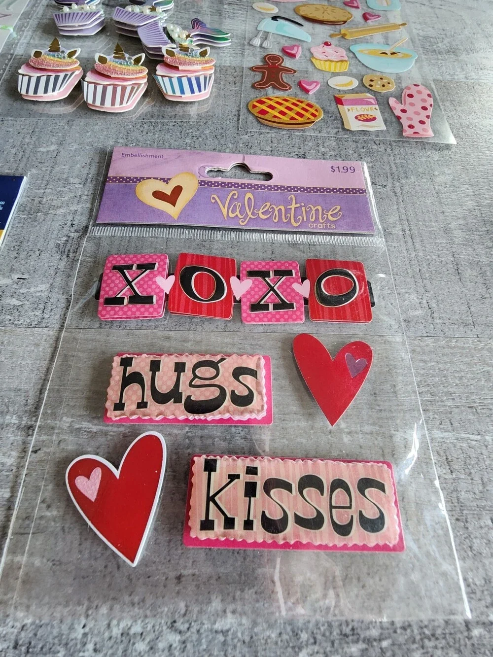 Scrapbook Stickers LOT - Girls Pink Kids Unicorn Owls Hearts Retired NEW #34